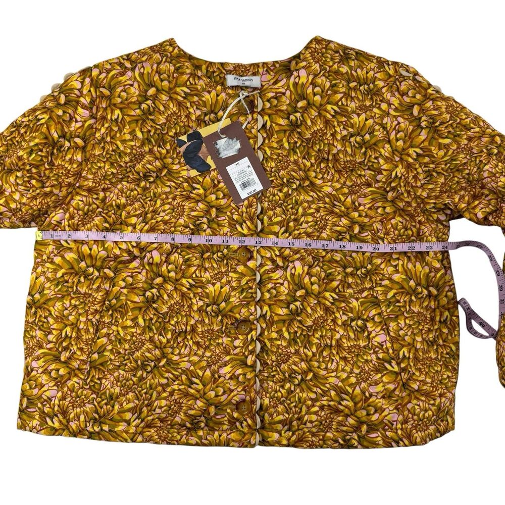Kika Vargas x Target NEW 1X Yellow Gold Mum Floral Quilted Jacket Barrel Sleeve - Picture 12 of 14